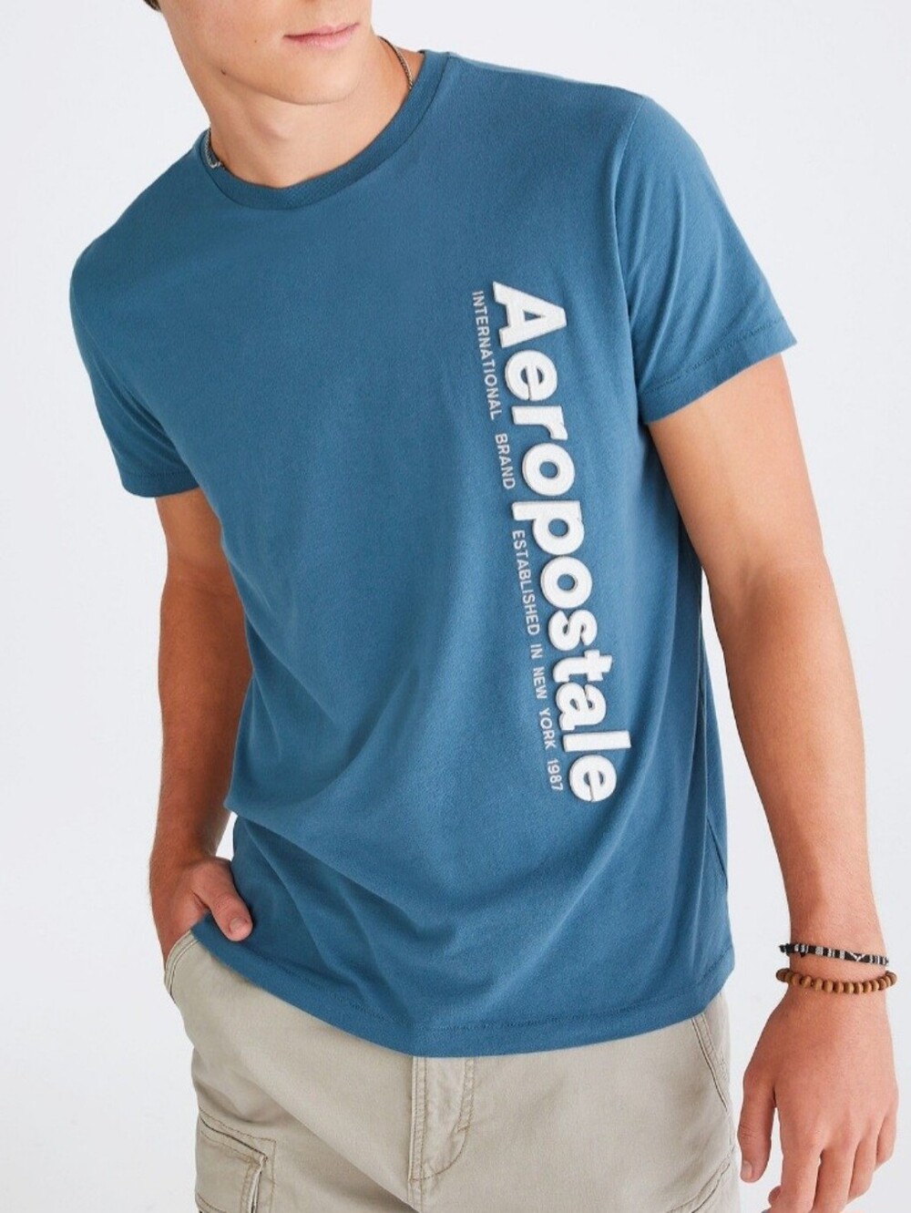 Aeropostale Blue Graphic T-Shirt Size Large NYC 1987 Logo Retro Y2K